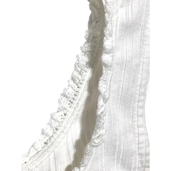 Aeropostale White Cropped Tank Top XS Henley Ribbed Ruffles Y2K Dainty Festival - Picture 2 of 7